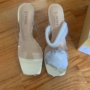 Simmi London clear straps and block heel size 7